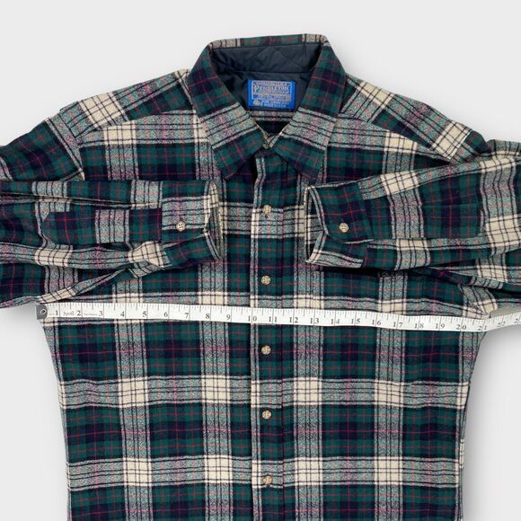 VINTAGE Pendleton Board Shirt Mens Medium Green Plaid Blackwatch Wool USA Made - Picture 8 of 11